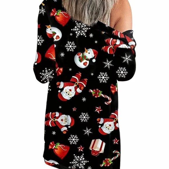 Plus Size Christmas Cardigan,Christmas Print Long Sleeve Open Front - Picture 2 of 3